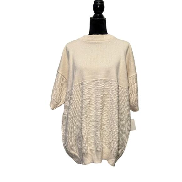 Sue Hillis Designs Duplicate Stitch 100% Cotton Cream Knit Top Short Sleeve‎ 2X - Picture 1 of 14